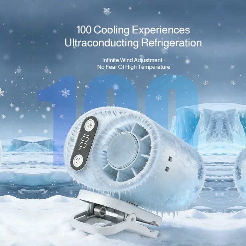 Semiconductor Cooling Clip on Fan Intelligent Digital Display 100 Adjustable Speeds Portable USB Desk Fan for Home
