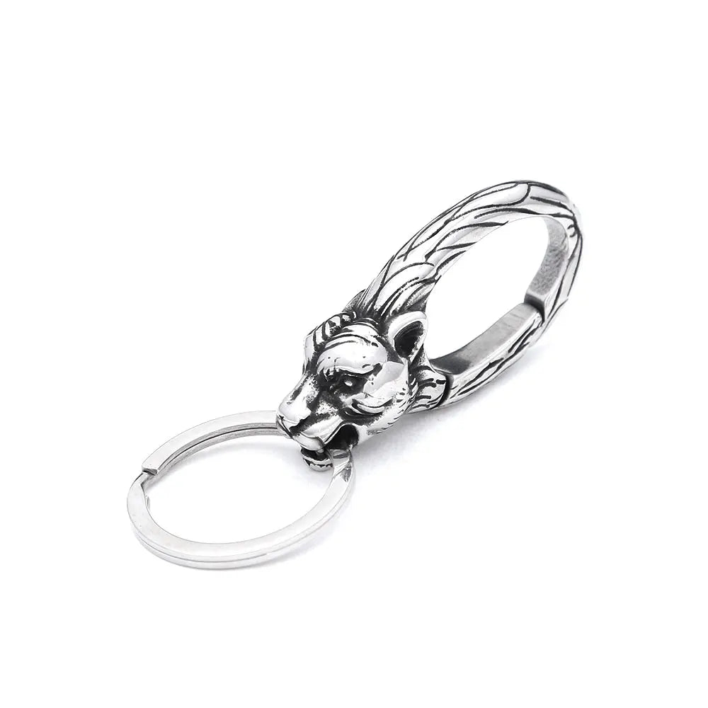 Viking Dragon Head Keychain — Stainless