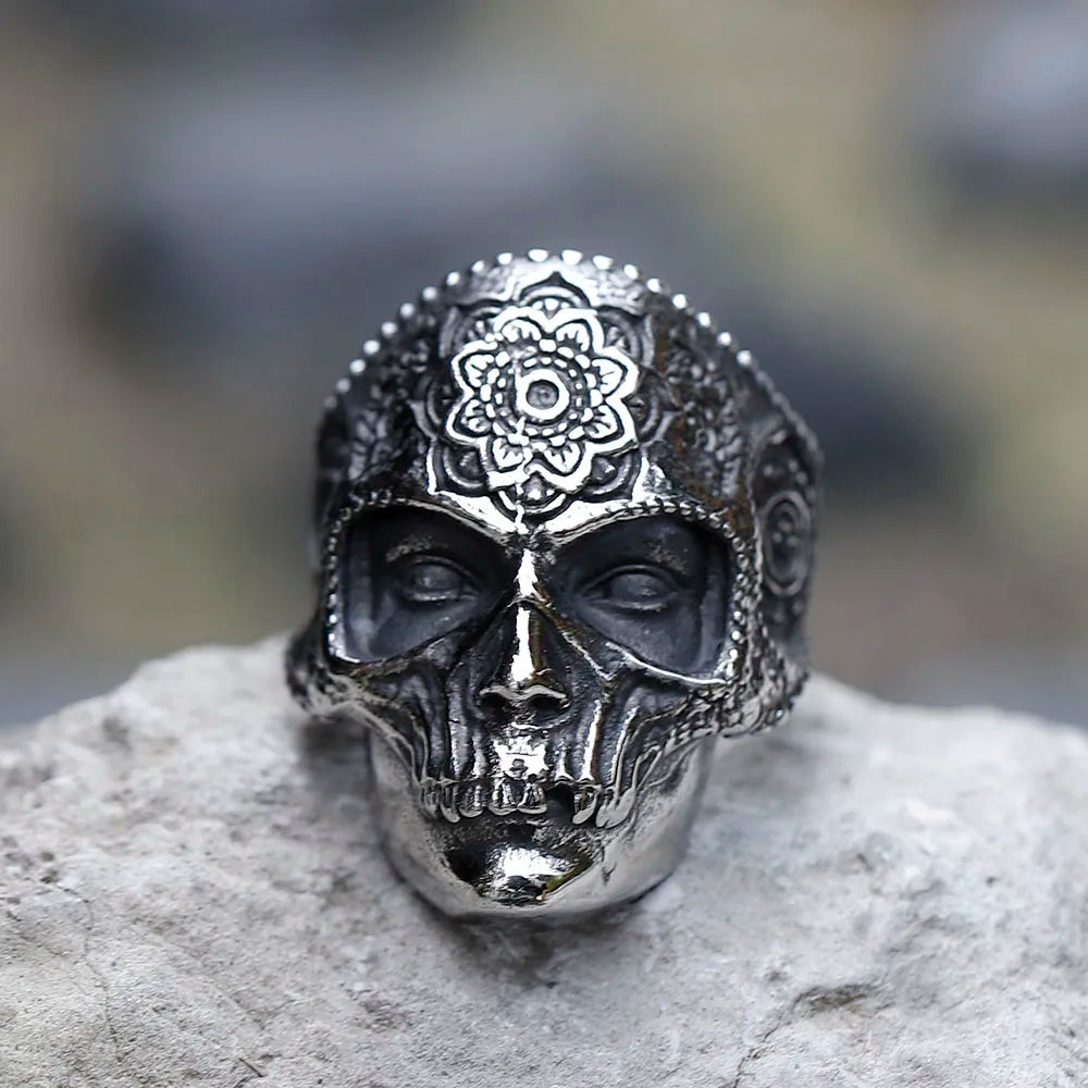 2022 NEW Men's 316L stainless-steel rings decorative pattern skull ring for teens gothic punk Biker Jewelry Gifts free