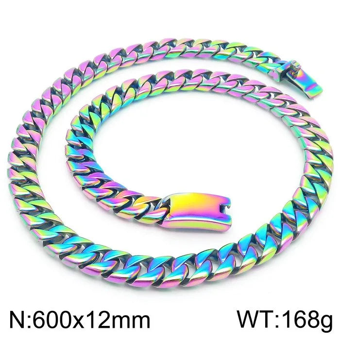 High Polished Stainless Steel Jewelry Accessories 12MM Wide Men Cuban Chains Necklaces Choker Neck Necklace For Man