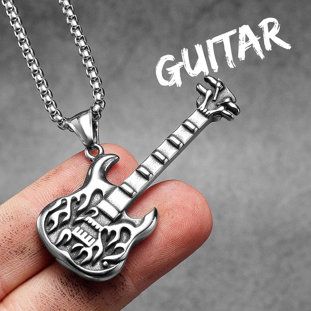 Guitar Tape Pendant Necklace Stainless Steel