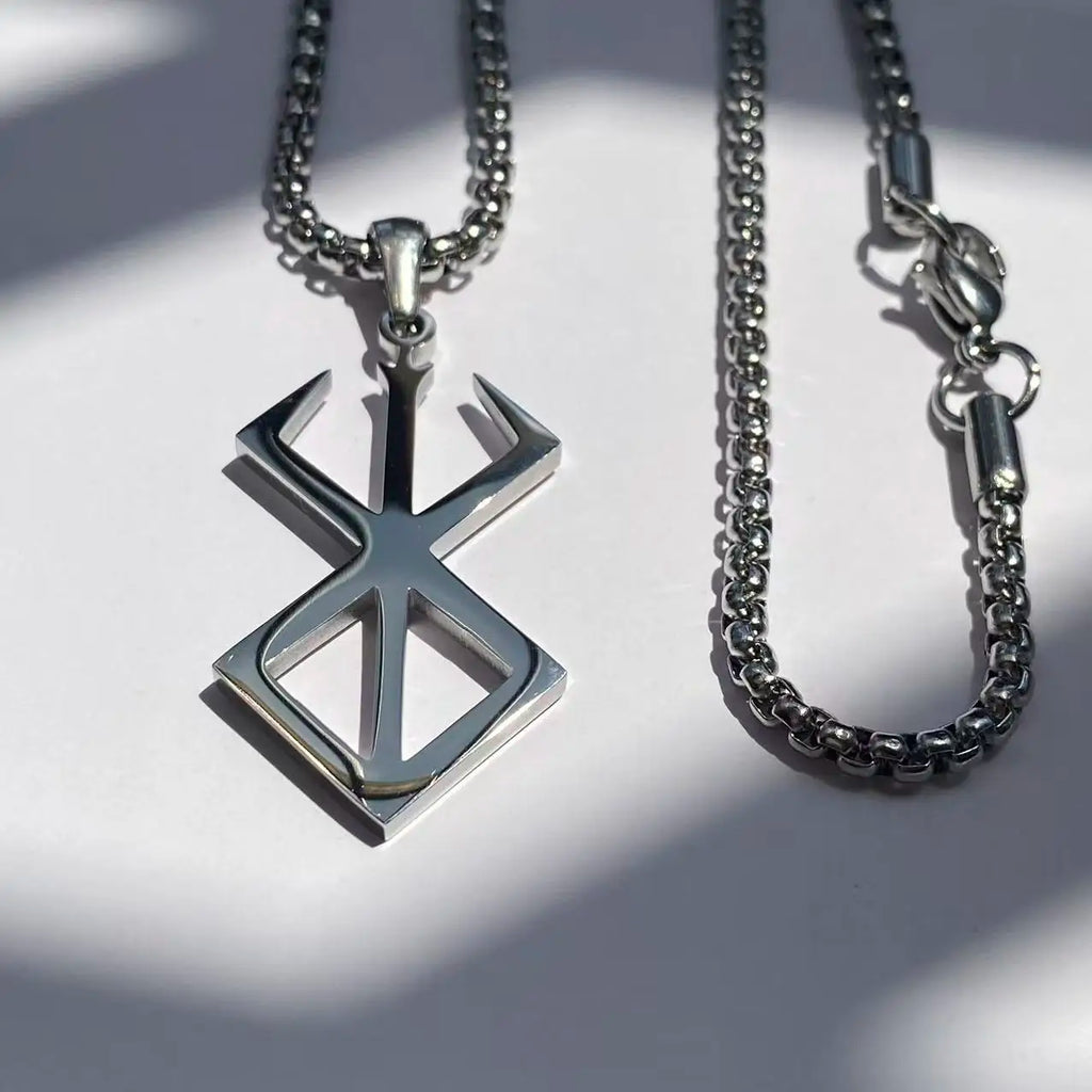 High-quality stainless steel Berserker Rune Symbol Necklace Nordic Logo Steel Emblem Norse Amulet Talisman Sign Necklace Jewelry