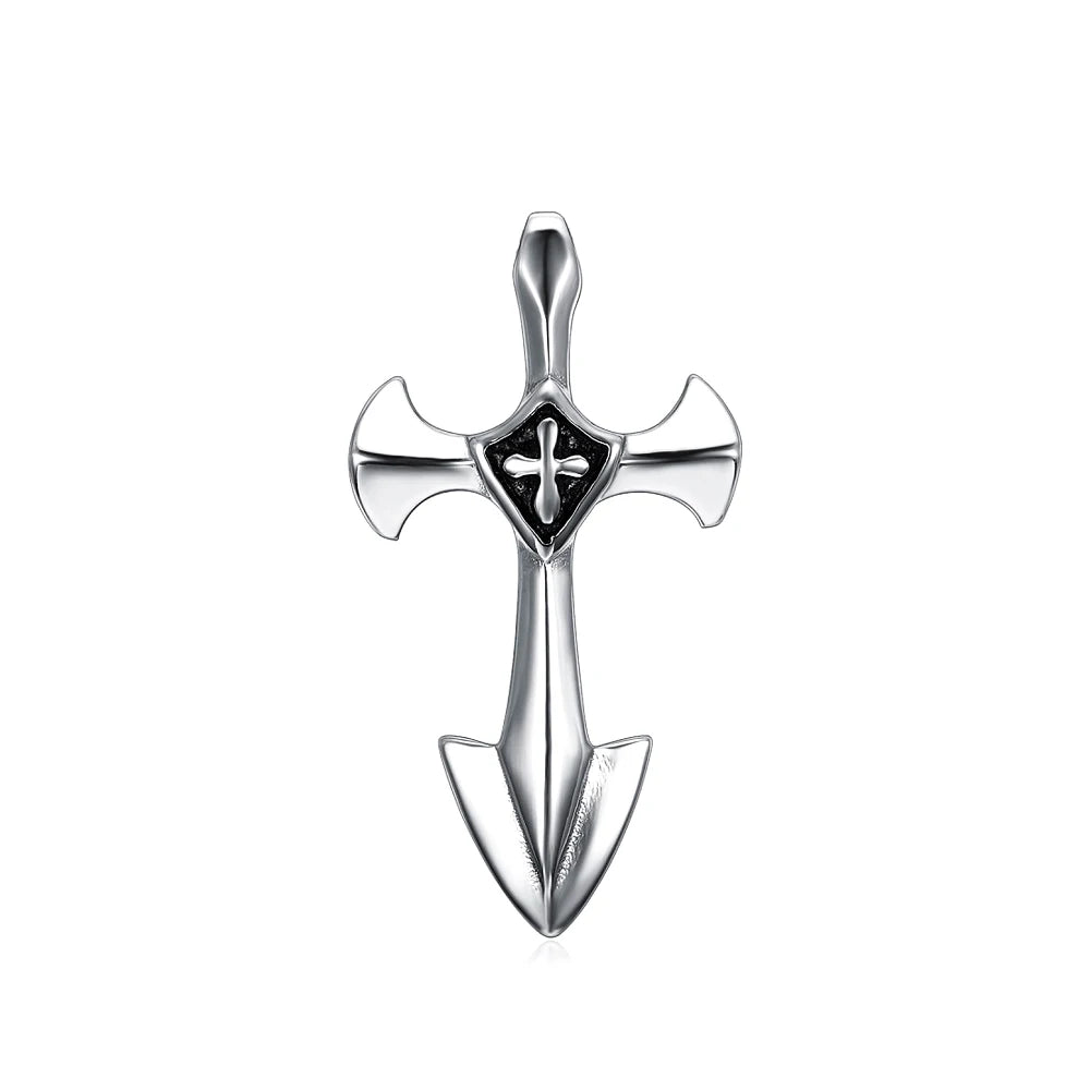 Templar Cross Steel Pendant Vintage Punk Knight