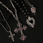 Y2K Spike Cross Pendant Necklace