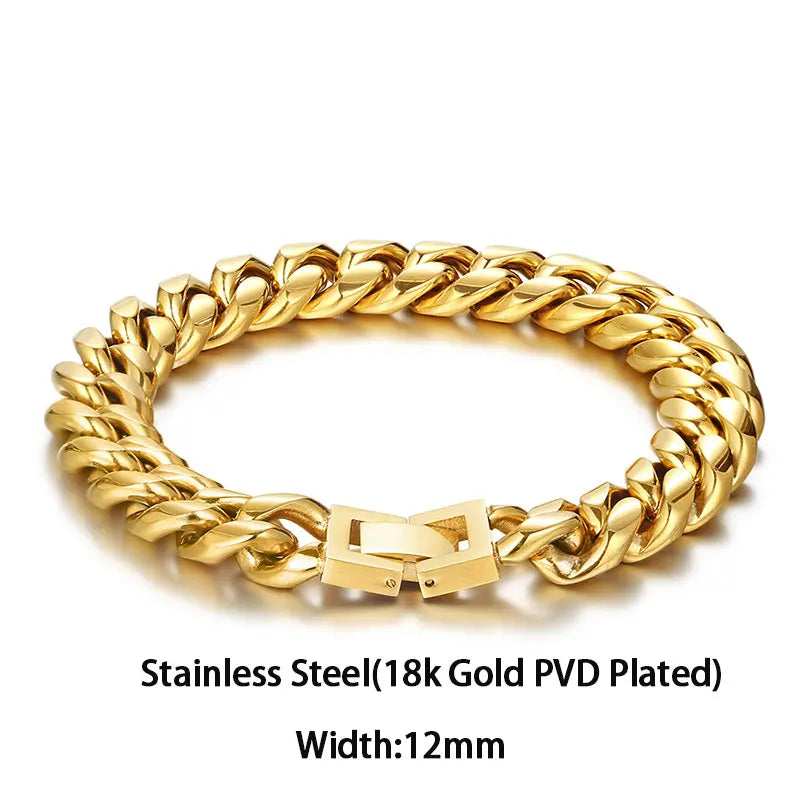 Black Cuban Chain Bracelet Stainless Steel Miami