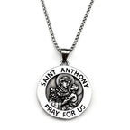 SANIT ANTHONY PRAY FOR US Chain For Women Men Stainless Steel Silver Color Patron Saint Of Lost Things Religious