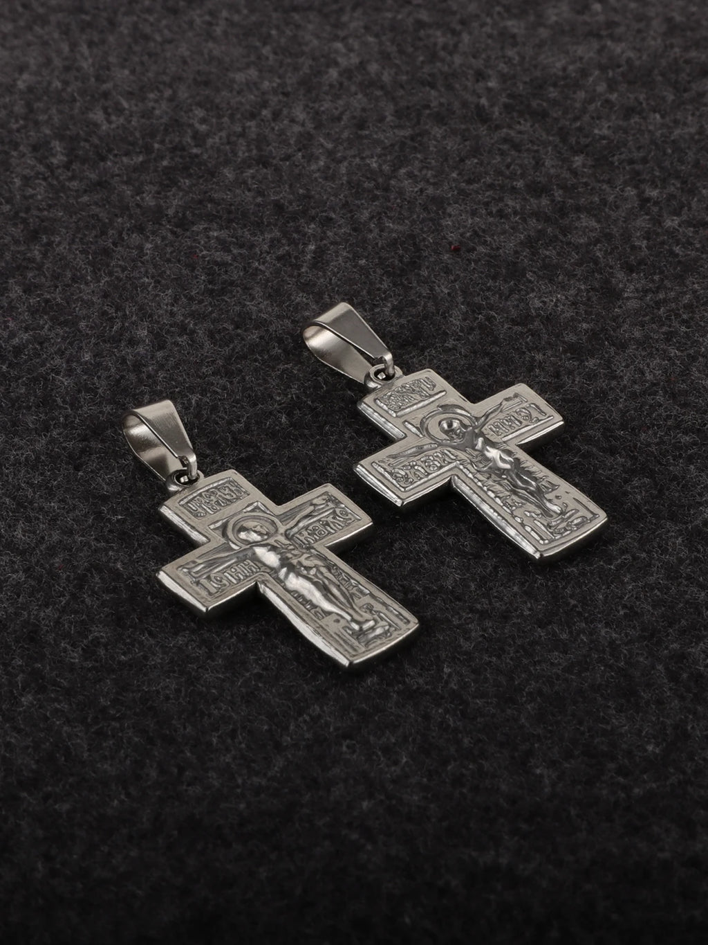 Russian Orthodox Crucifix Cross Pendant — Stainless Steel