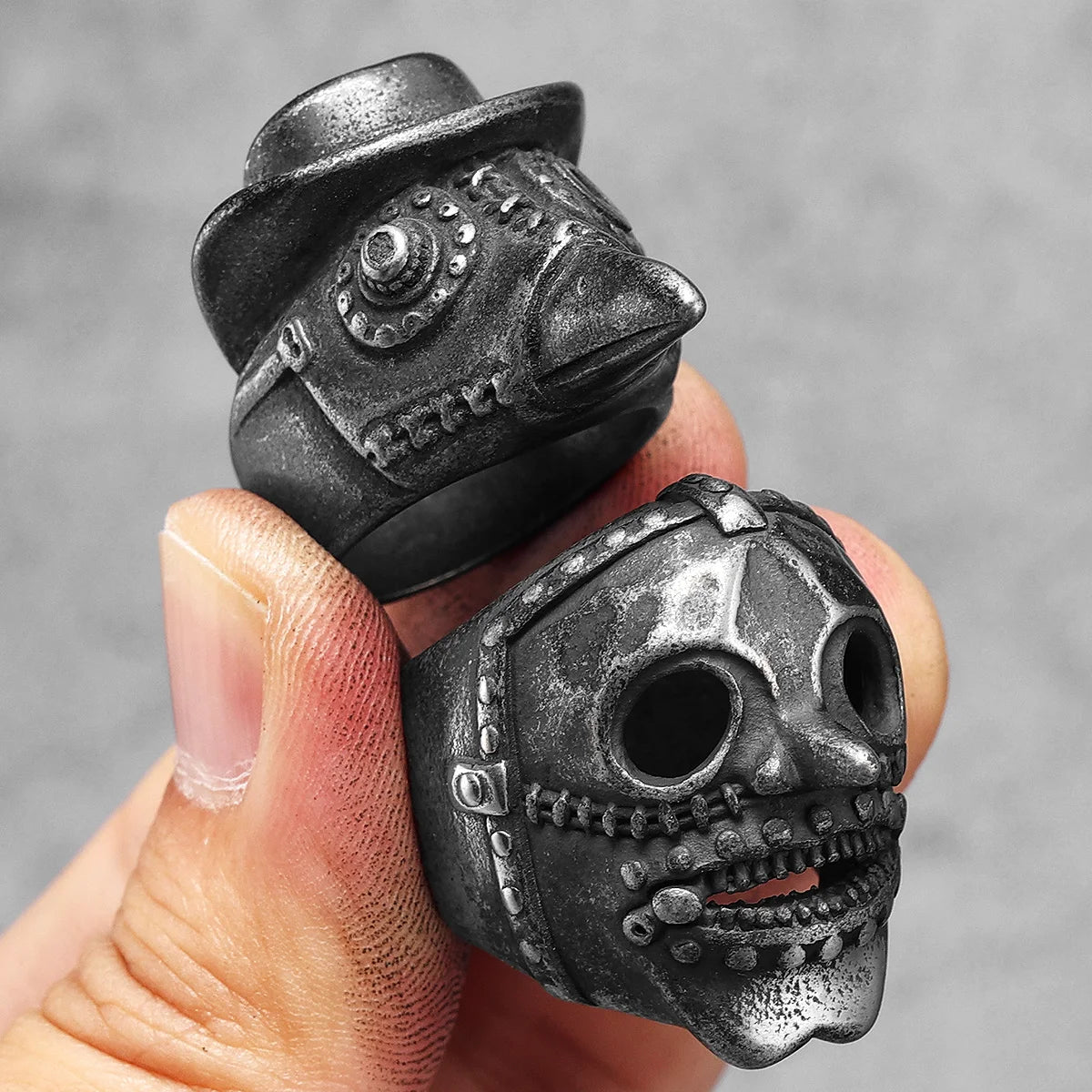 Skull Witch Ring Black Stainless Steel Gothic