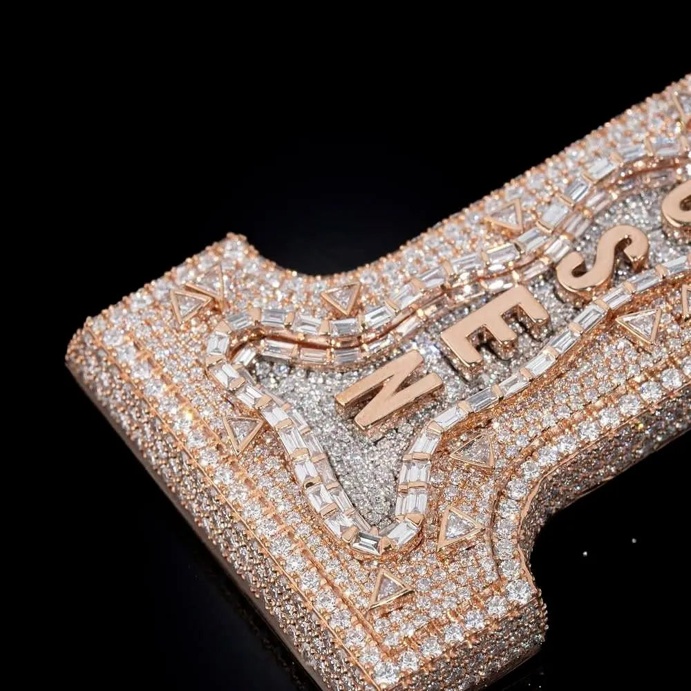 Iced Out Number 1 Pendant Necklace 'CHOSEN' Letter Rose Synthetic Zircon Hip Hop Jewelry for Men Rap Singer Style Men's