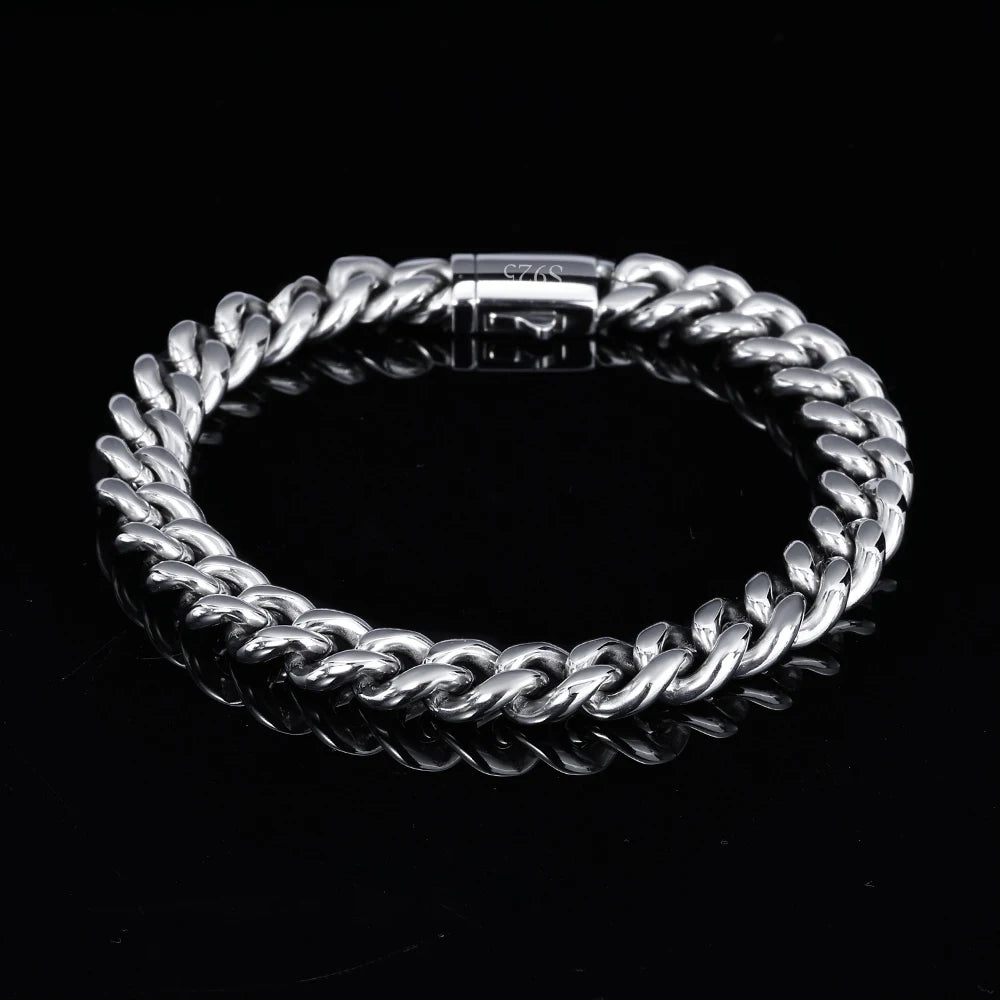 Silver Cuban Chain Necklace Stainless Steel 8/10/12MM