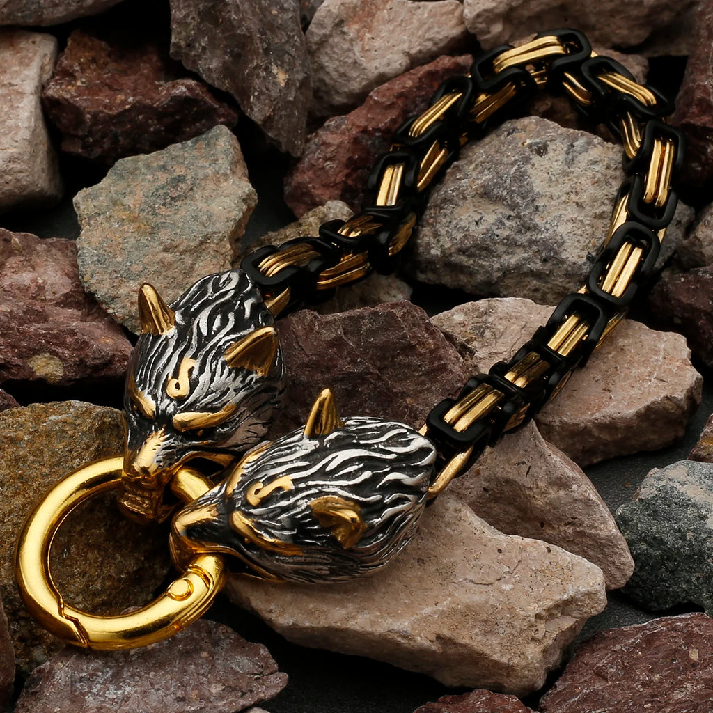 Nordic Viking Celtic Wolf Head Dragon Head Bird Head Ghost Head Men's Stainless Steel Bracelet Non-fading Jewelry Wholesale