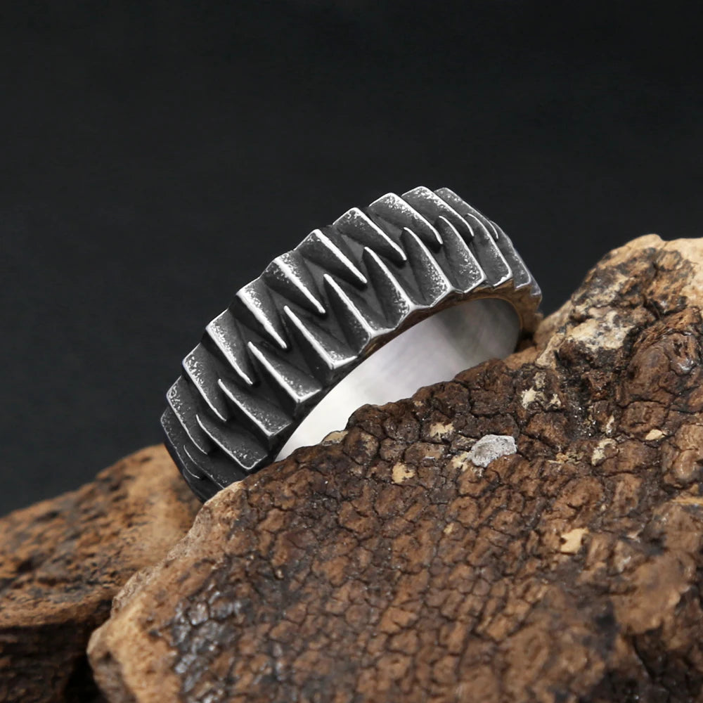 Geometric Gear Ring — Stainless Steel