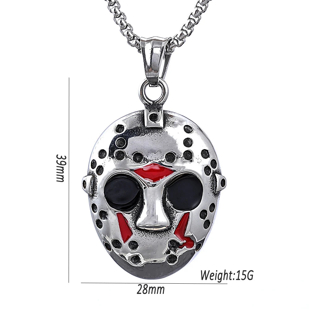 Stainless Steel Jason Mask Pendant Necklace Men Halloween Gift Biker Black Friday Necklaces High Quality Jewelry