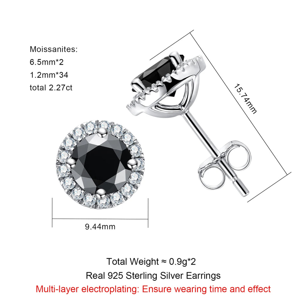Iced Out Black Diamond Earrings — 925 Silver