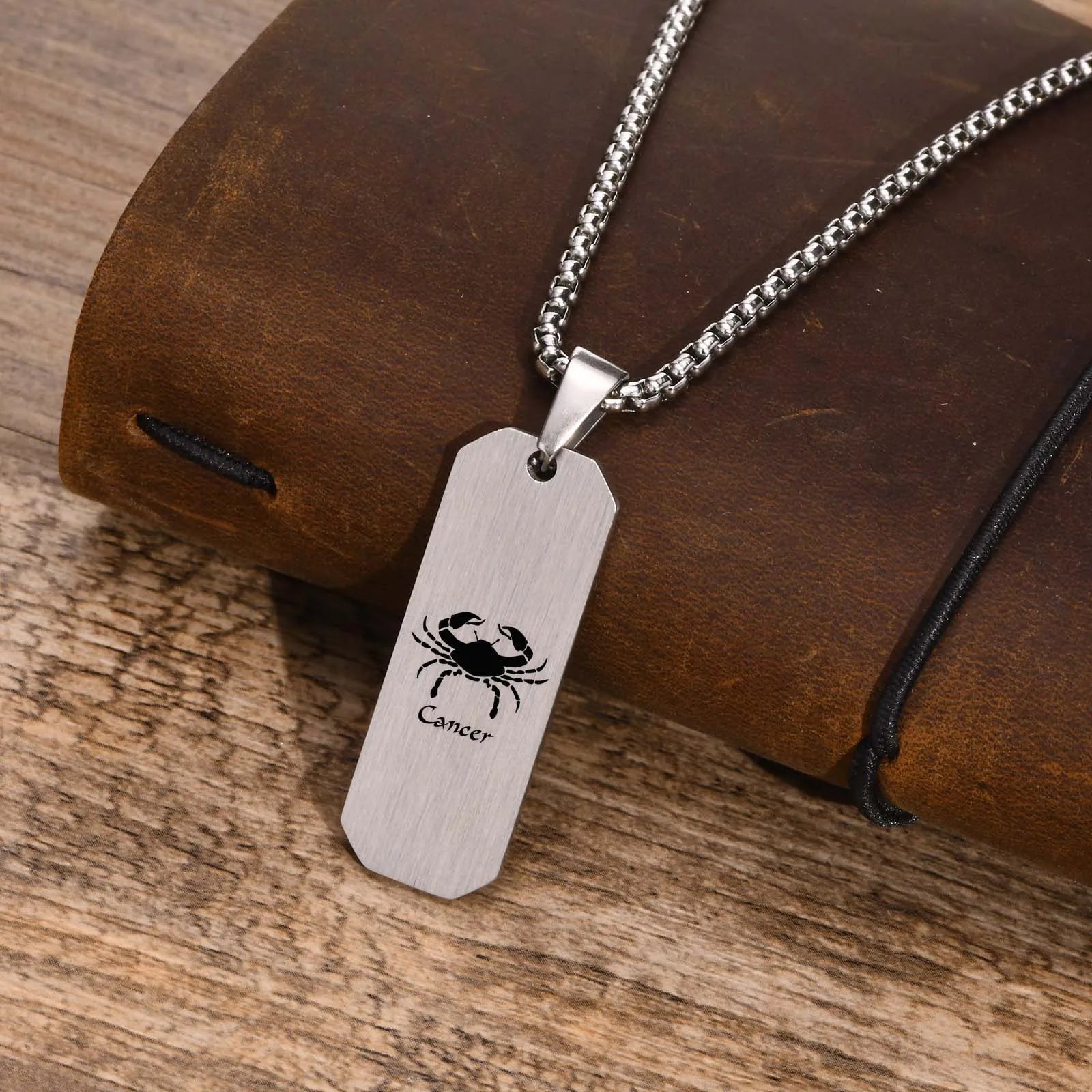 Zodiac Bar Pendant Necklace — Stainless Steel