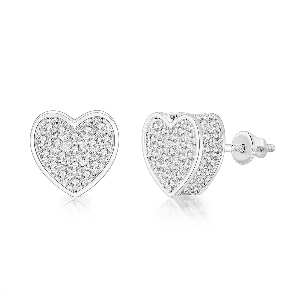 Iced Out Round CZ Piercing Stud Earrings for Men and Women