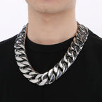 Men's Necklaces Heavy Polished Brushed Stainless Steel 31MM Width Curb Cuban Link Chain HipHop On Neck Chains Bracelet