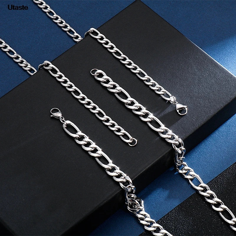 Wholesale Gold Silver Color Necklace 3-12mm Width 40-75cm Long Chain Lobster Clasp Men and Women Engagement Jewelry
