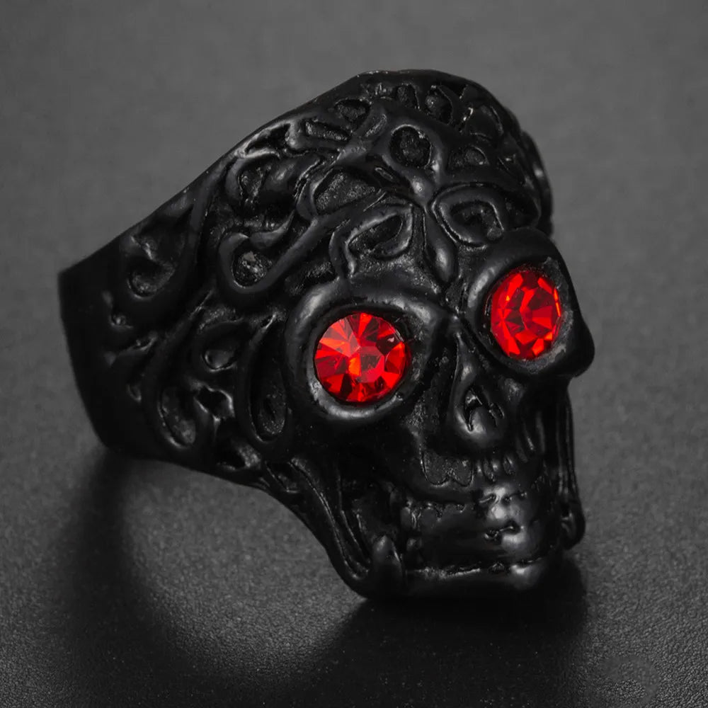 Vintage Goth Black Cross Open Ring for Men Women — Black-Tone