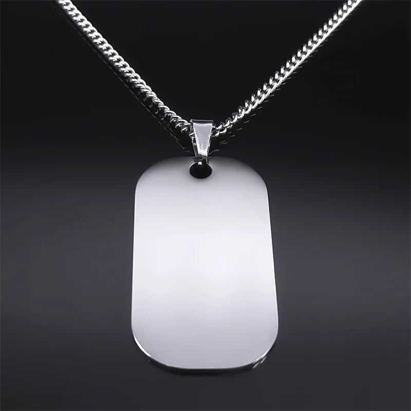 Jewish Hebrew Scripture Mezuzah Necklace for Men Stainless Steel Dog Tag Pendant Necklaces Jewelry Gifts for Boyfriend