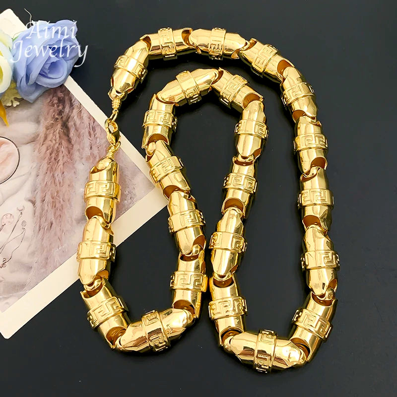 75cm Long Hip Hop Trendy 18K Gold Plating Bold Chain Necklace for Man Golden Italian Jewellry Party Banquet Birthday