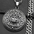 Vintage Mayan Symbol Pendant Necklace For Men Women Stainless Steel Black Ethnic Style Faith Amulet Chain Jewelry