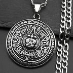 Vintage Mayan Symbol Pendant Necklace For Men Women Stainless Steel Black Ethnic Style Faith Amulet Chain Jewelry