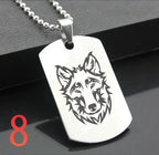 Wolf Dog Tag Pendant Necklace — Stainless Steel