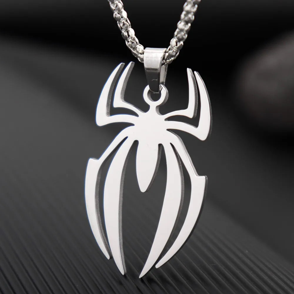 HNSP Stainless Steel Spider Pendant Chain Necklace For Men Boy Anime Jewelry Accessories
