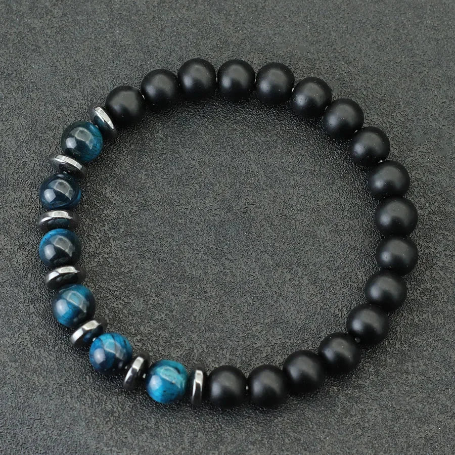 Noter Men Bracelet High Quality Black Frosted Stone Strand Braslet Gifts For Boyfriend Husband Hematite Healing Braclet Pulsera