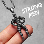 Bodybuilder Muscle Man Pendant Necklace — Stainless Steel