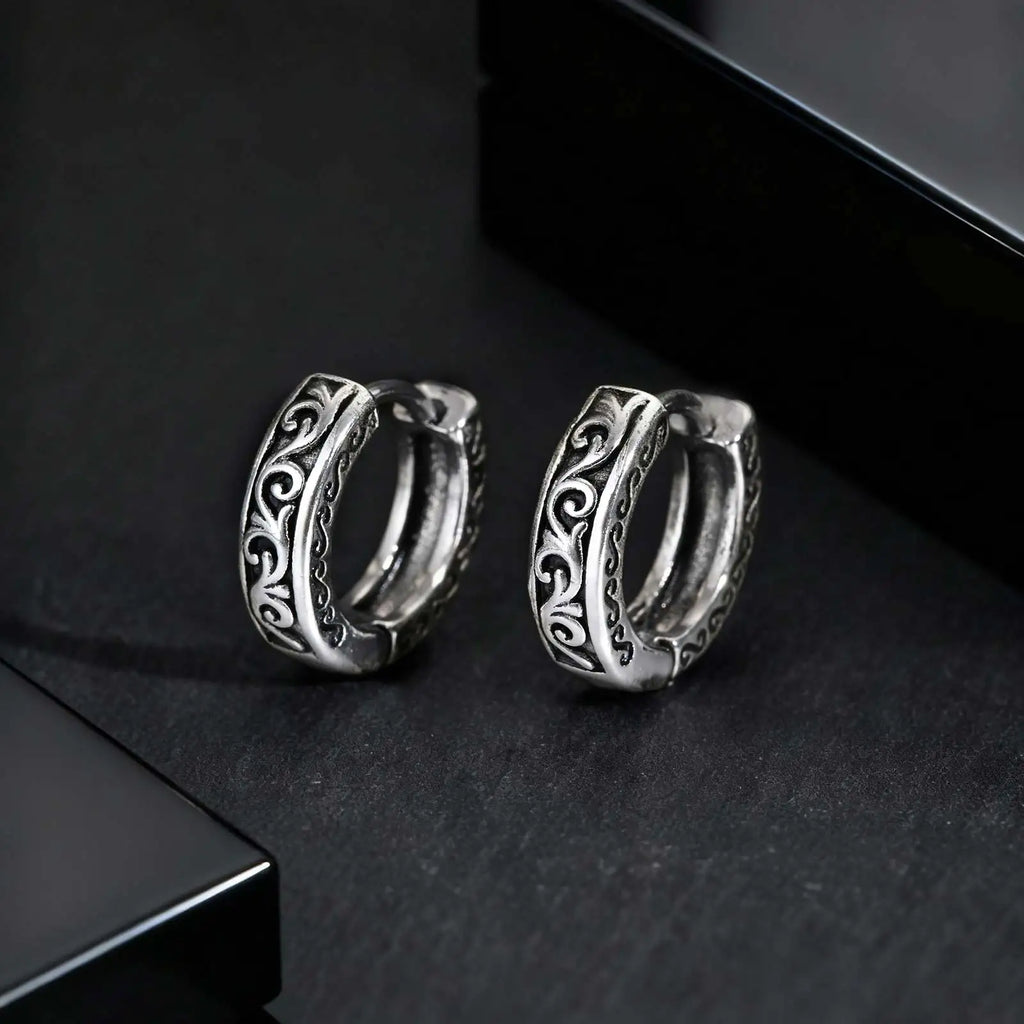 Punk Stainless Steel Hoop Earrings for Men Teens, Hypoallergenic Waterproof Small Huggies Earrings,Rock Hip Hop Cool