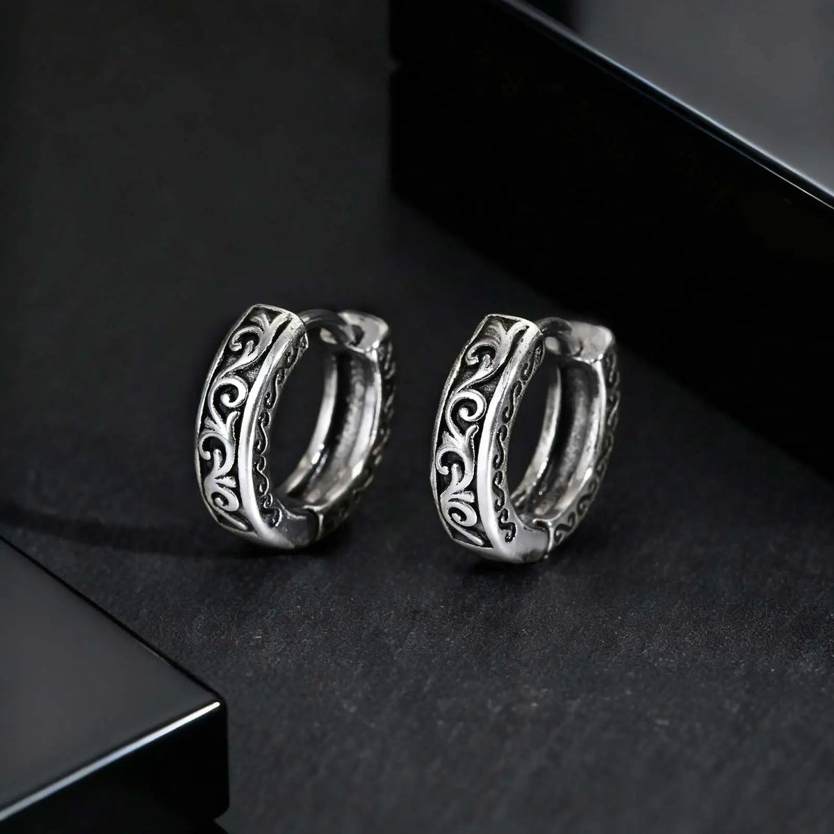 Punk Stainless Steel Hoop Earrings for Men Teens, Hypoallergenic Waterproof Small Huggies Earrings,Rock Hip Hop Cool