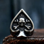 Gothic Poker Card Spades Skull Ring — 316L Stainless Steel