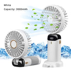5000mAh Portable Fan Rechargeable 90° Foldable 5 Speed Mini Air Conditioner Small Fan Air Cooler with LED Digital
