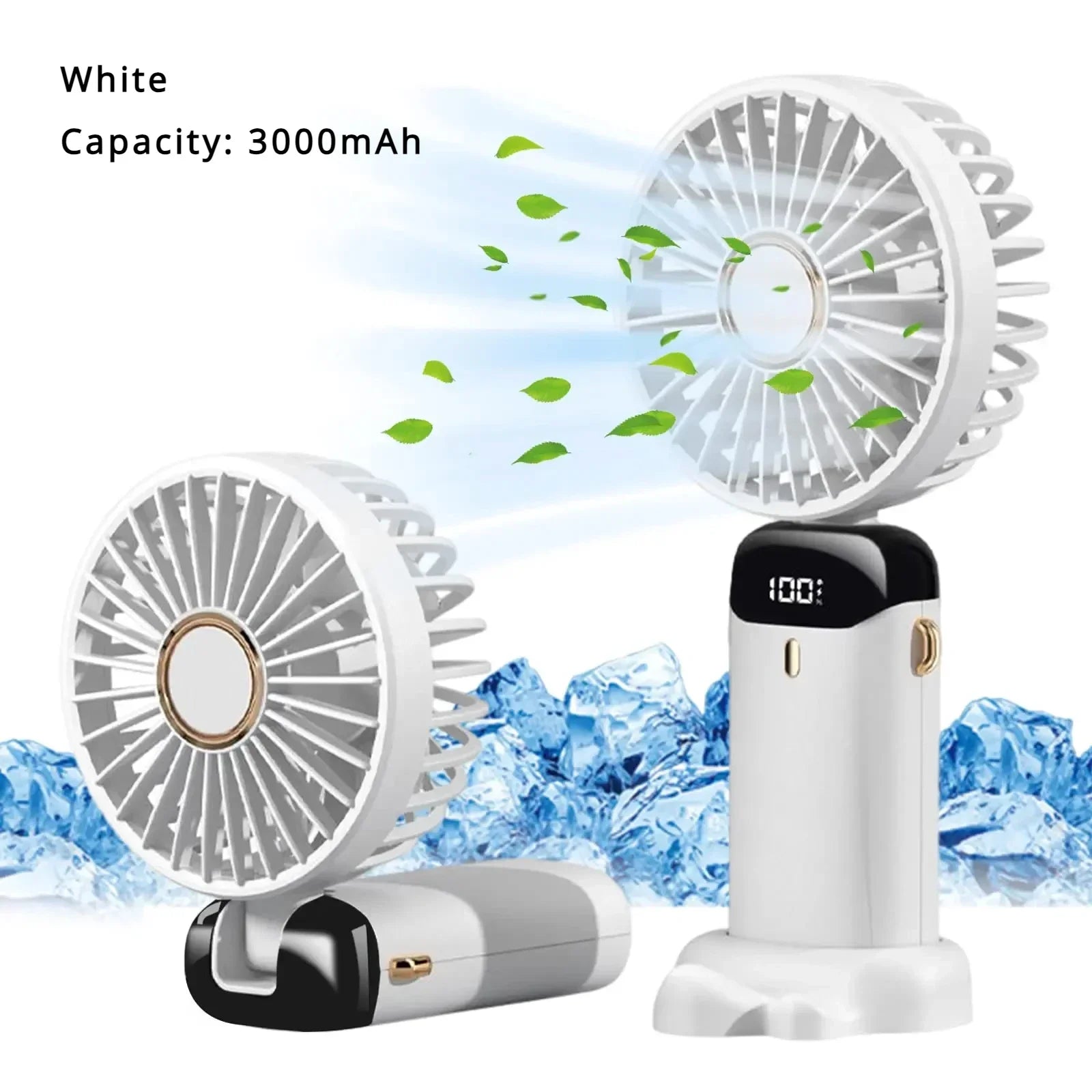 5000mAh Portable Fan Rechargeable 90° Foldable 5 Speed Mini Air Conditioner Small Fan Air Cooler with LED Digital