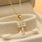 Catholic Jesus Cross Stainless Steel Pendant Necklace for Men Women Vintage Christian Prayer Jewelry