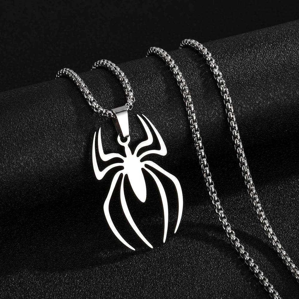 Gothic Accessories Spider Pendant Halloween Horror Spider Necklace Stainless Steel Material Vacuum Plated Non Fading