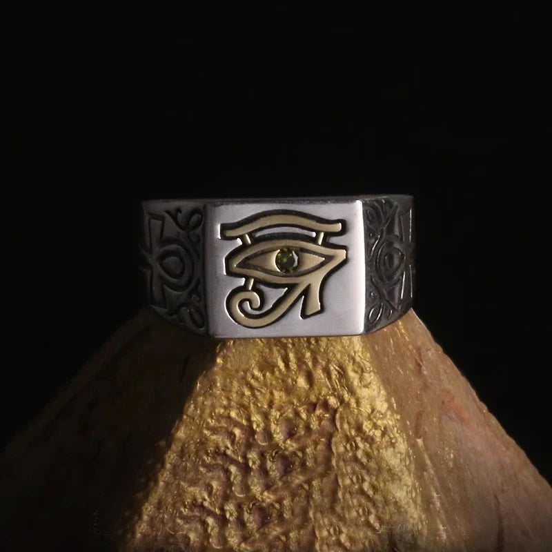 Eye of Horus Pharaoh Ring for Men and Women — Silver-Tone