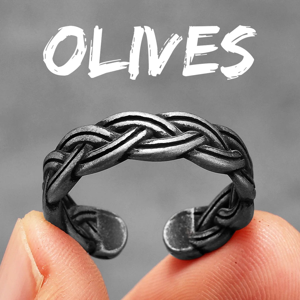 Braid Open Ring Stainless Steel Retro