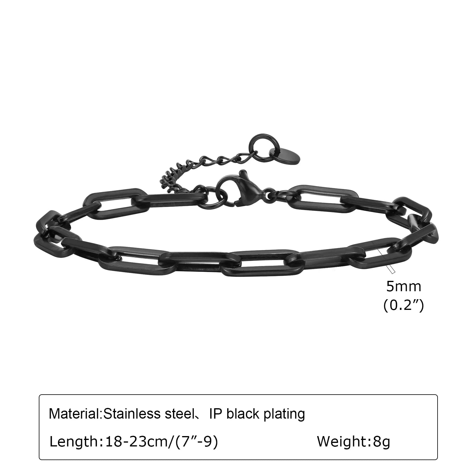 Paperclip Chain Bracelet 5mm — Stainless