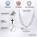 Mprainbow Long Tassel Cross Necklaces for Men Women,Reflective Beads Irregular Beaded Necklaces,Double Layers Collar