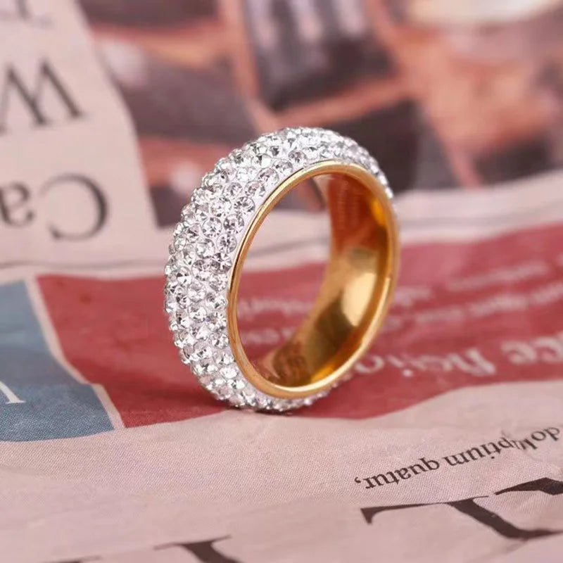 Luxury Iced Out Ring Homme Titanium Steel Chunky Rings For Men Women Couple Fashion Jewelry Accessories Wholesale Korea Style