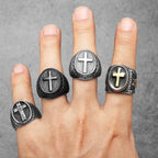 Cross Amulet Ring — Stainless Steel