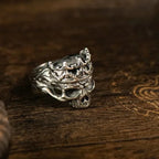 Retro Crown Skull Ring For Men Silver Color Punk Gothic Rock Hiphop Open Ring Handmade Designer Jewelry Biker Accessories Gift