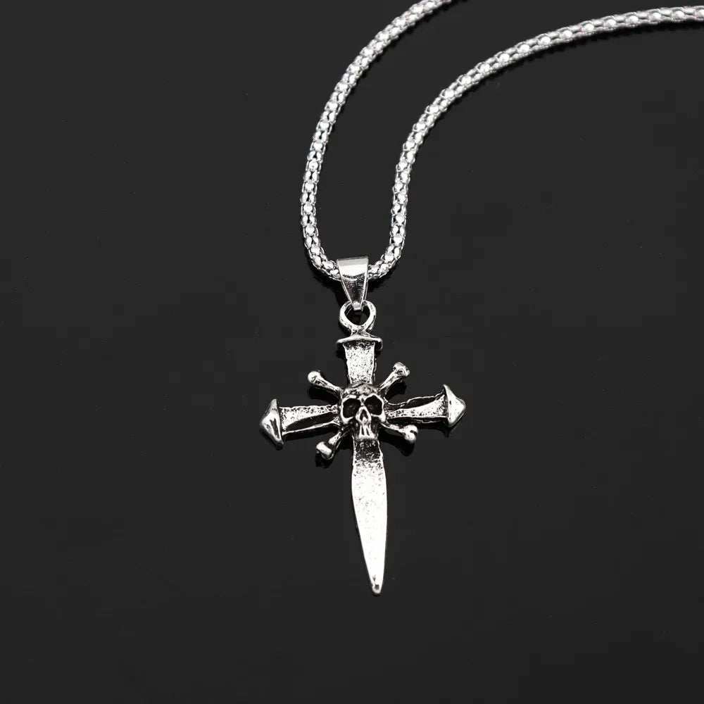 Cross Skull Pendant Necklace — Stainless Steel
