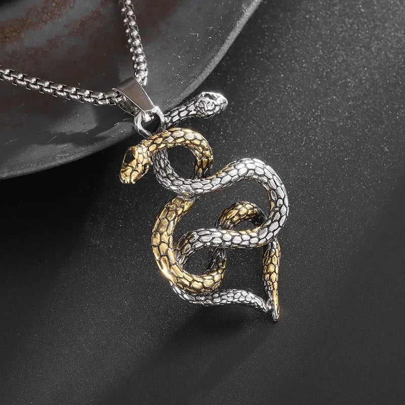 Snake Demon Skull Pendant Necklace — Gothic Vintage