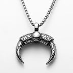 Ox Horn Pendant Necklace — Stainless Steel