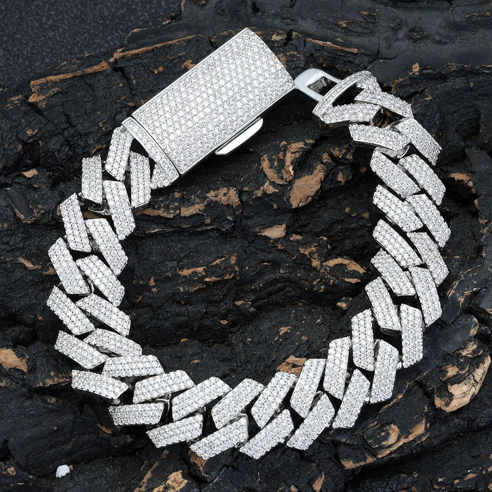 Iced Out Cuban Necklace Stainless Steel 16MM 3-Row