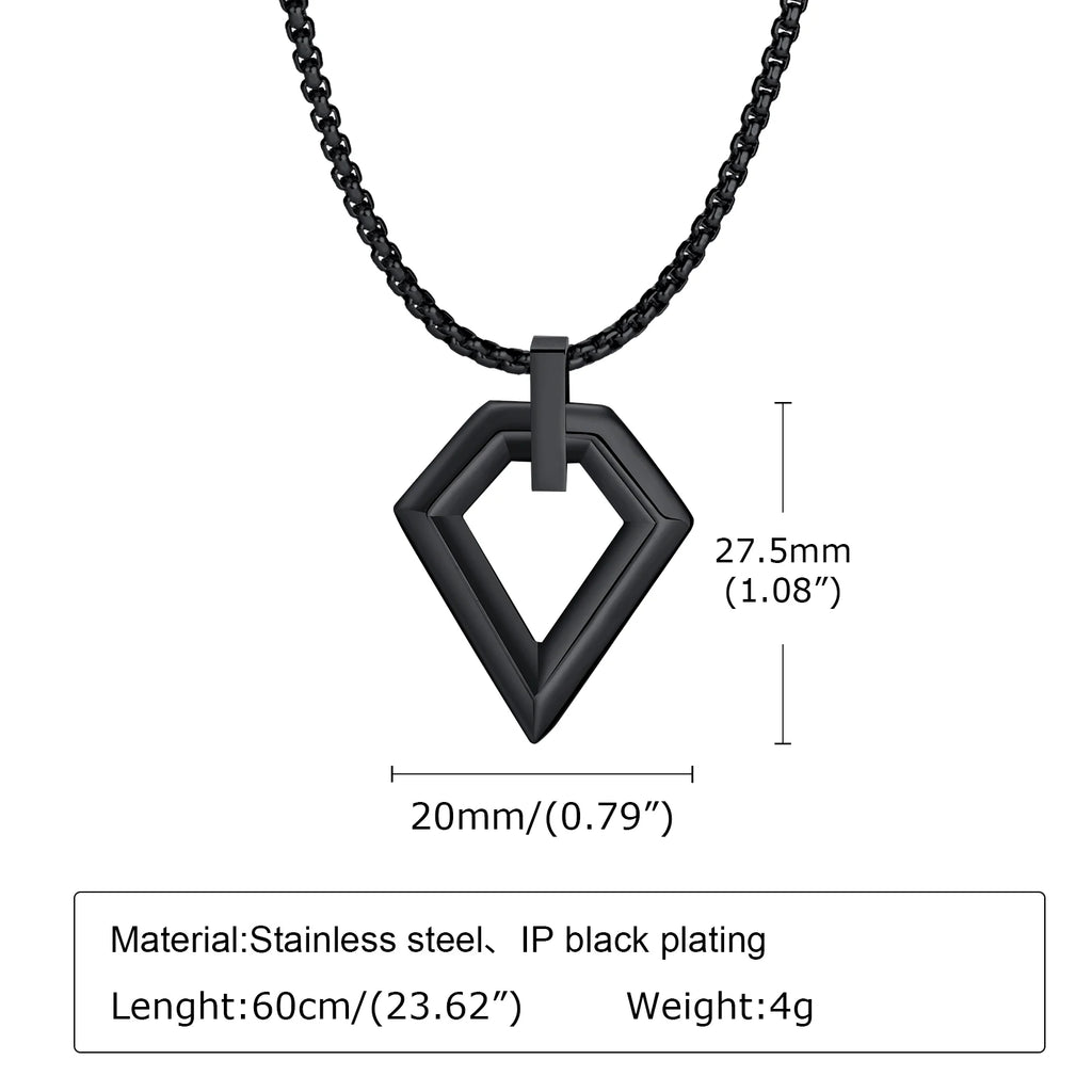 Hollow Geometric Square Pendant — Stainless